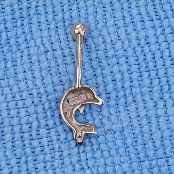 Dolphin Navel Belly Ring 14 kt Gold CEI Body Jewelry New - Picture 9 of 9